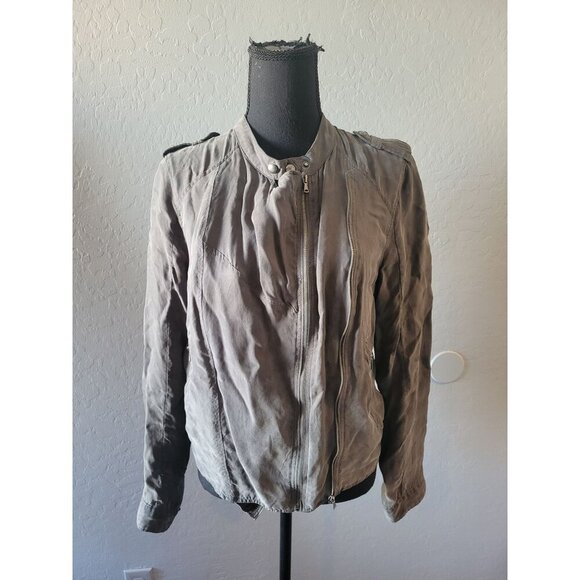 Blank NYC Olive Green Lightweight  Zipper Jacket Size S Pockets Casual 90s Modo - Picture 6 of 12